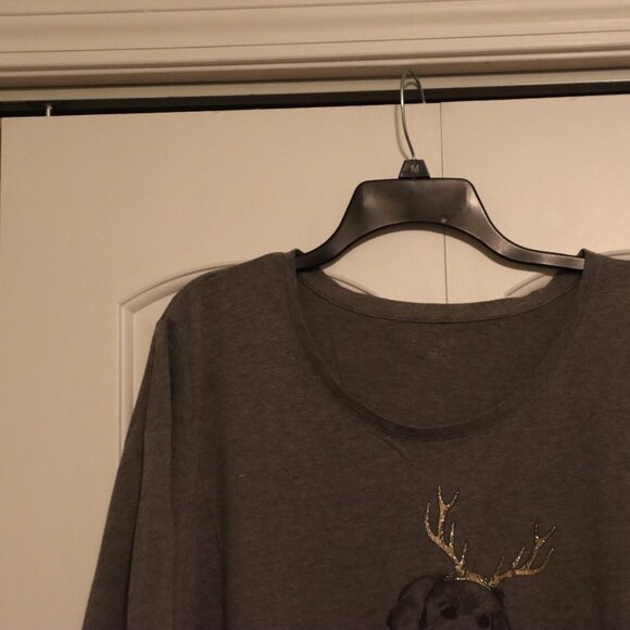 Catherines Grey Tee Christmas Dog Graphic Plus Size 3X (26/28W) Casual Holiday - Picture 12 of 14